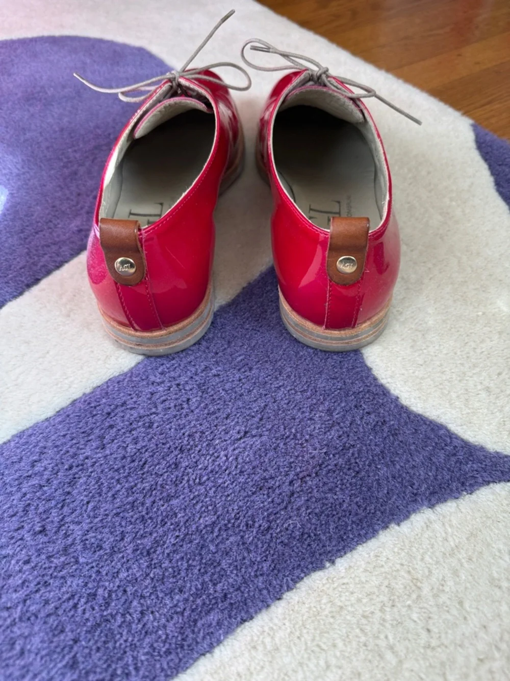 Agl Women's‎ Patent Leather Lace-Up Flats in Bright Fuchsia